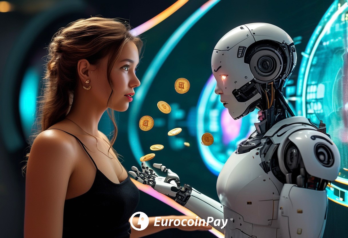 Criptomonedas y Videojuegos en Web3 mujer robot IA